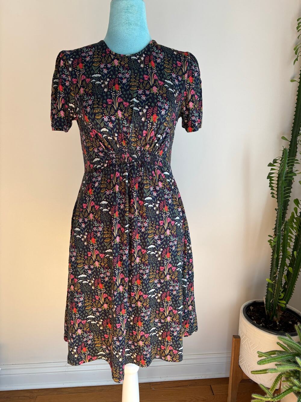Boden. 6 New Floral Garden Tapestry Smocked Midi Dress Dark Romantic Whimsigoth